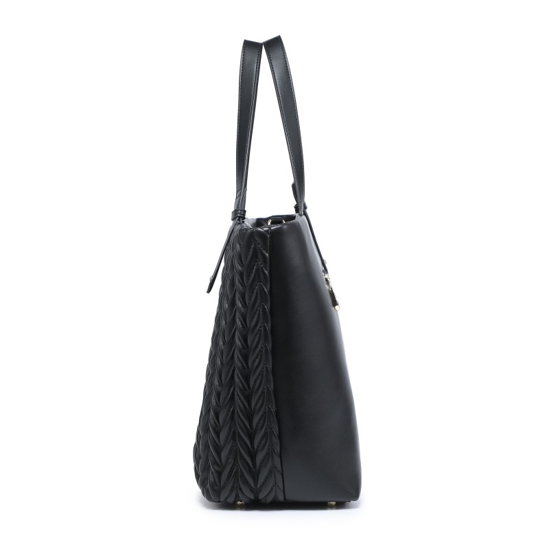 Cocoberry Textured Quilted Tote Bag in Black