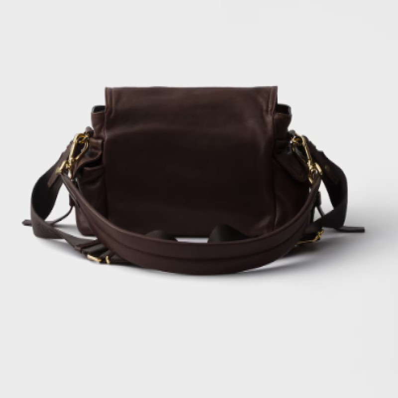Explore nappa leather shoulder bag with flap