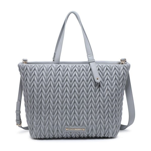 Cocoberry Textured Quilted Tote Bag in grey