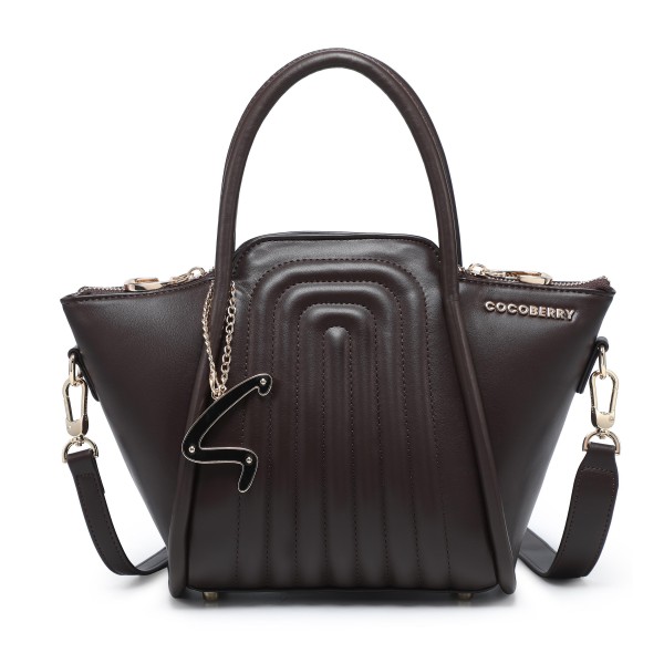 Cocoberry Trendy dark brown Designer Tote with Geometric Charm gallery image 2