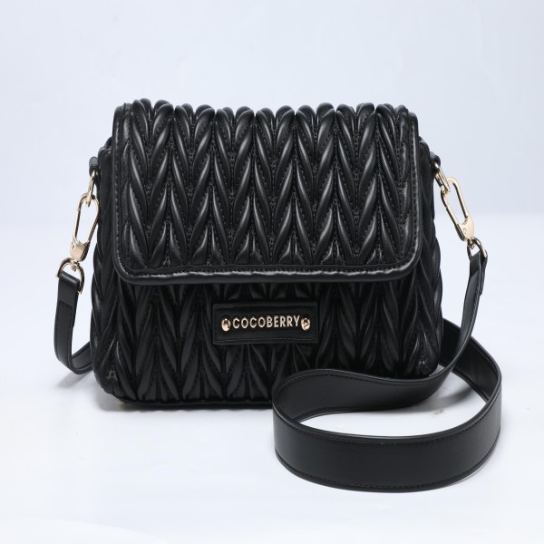 Cocoberry Chocolate Black Quilted Crossbody Bag gallery image 2